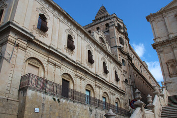 baroque monastery and church (san francesco d'assisi all'immacolata) in noto in sicily (italy)