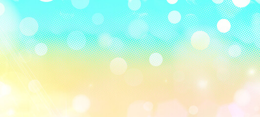 Blue gradient yellow holiday bokeh background - Panorama, widescreen