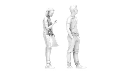 3D High Poly Humans - SET4 Monochromatic - Right View