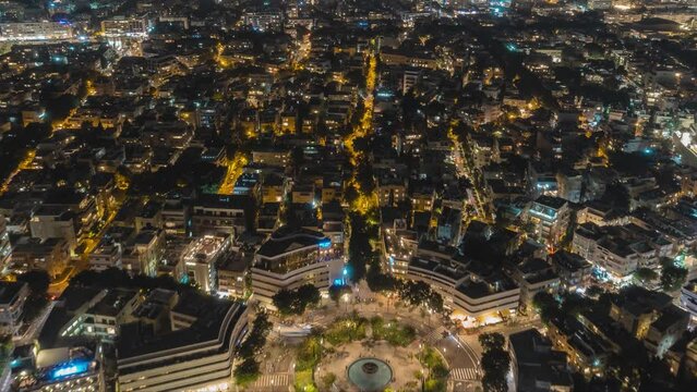 Dizengoff square to tel aviv Skyline night hyperlapse