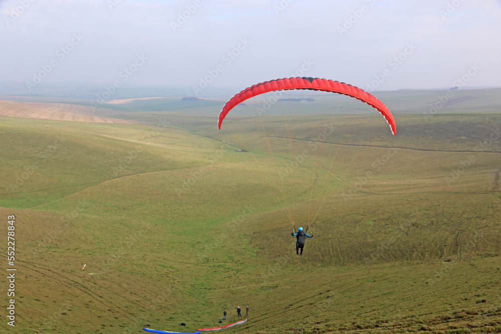 Poster paraglider in the pewsey vale, wiltshire