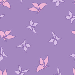 Obraz na płótnie Canvas Butterfly with purple background vector seamless pattern