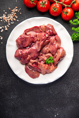 raw chicken liver offal meal food snack on the table copy space food background rustic top view