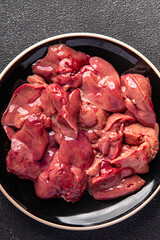 raw chicken liver offal meal food snack on the table copy space food background rustic top view