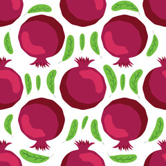 Seamless pattern with pomegranates. Decorative patterns of the pomegranate fruit