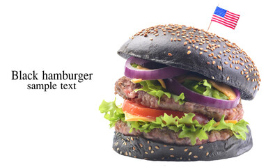 Black burger and hamburger