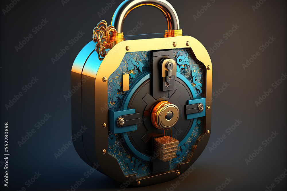 Poster illustration of a key lock symbol for data security generative ai