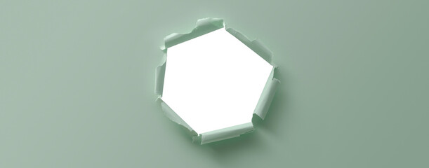 Round hole on paper with torn edges