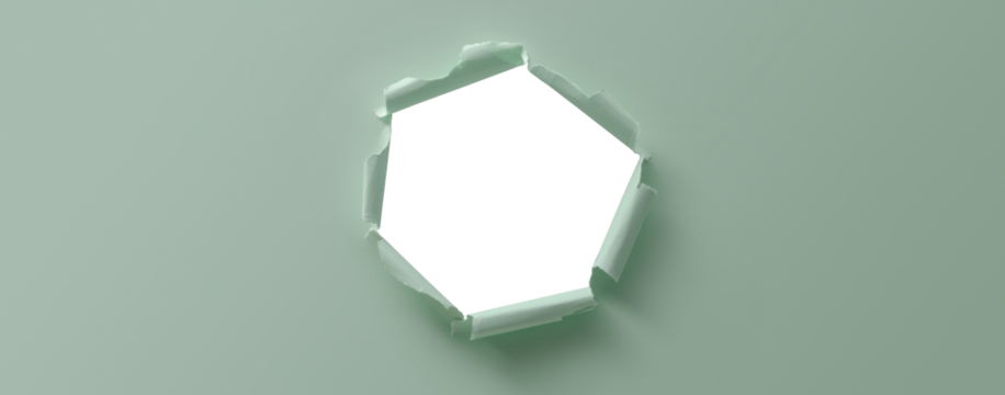 Round hole on paper with torn edges