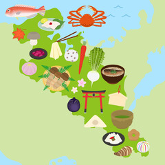 京都の名物のイラストセット