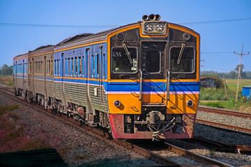 Diesel railcar on the railway.