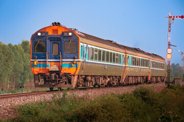 Obraz premium Diesel railcar on the railway.