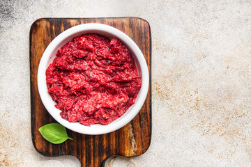 spicy grate beet salad beetroot vegetable grated fresh snack meal food snack on the table copy space food background  top view
