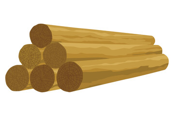 Building material. Heap of round tree. Cartoon supplies for buildings works. Construction concept. Illustration can be used for construction sites or illustrate renovation works