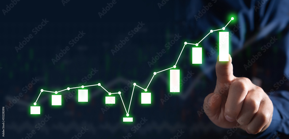 Wall mural human showing financial growth graph.