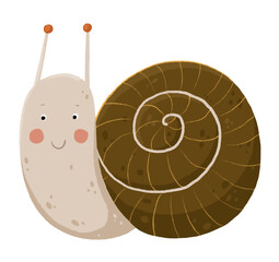 cute snail for modern kids design. minimalist style, ideal for printing on fabric, posters or postcards © chikovnaya