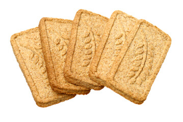 Cookies made of whole grain cereals on a white background 