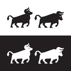 Bull animal logo template design . icon logo . silhouette logo 