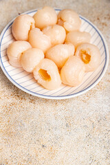 lychee fruit canned fresh snack meal food snack on the table copy space food background rustic top view