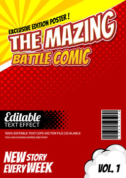 cartoon comic magazine book cover design template