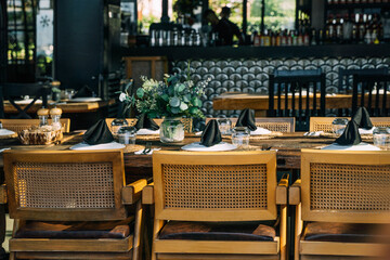 Summer street cafe, beautifully served table.