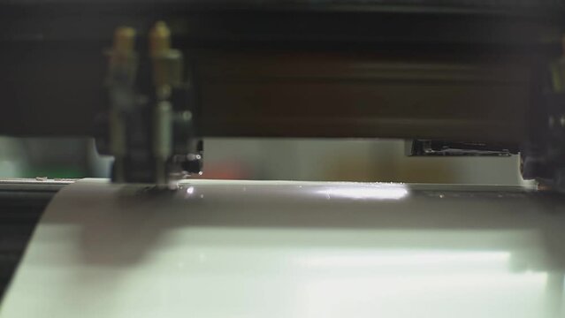 cutting plotter close-up. High-quality FullHD video recording. real-time video