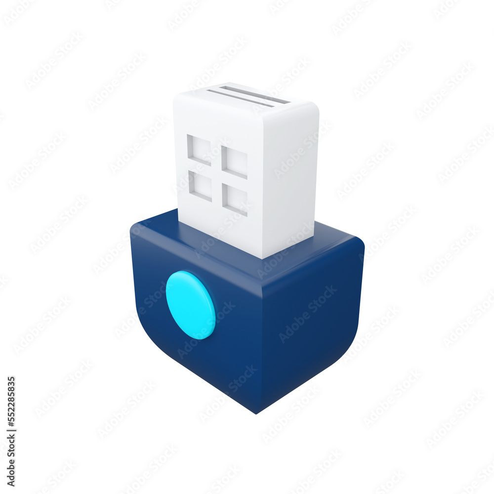 Poster usb flashdrive. 3d rendering.