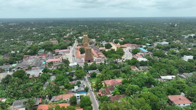 Aerial view of Nallur Kandaswamy temple, one of Sri Lanka's most sacred place of pilgrimage for Sri Lankan Hindus.
