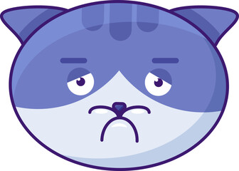 Cat melancholy and boring emotion emoji vector