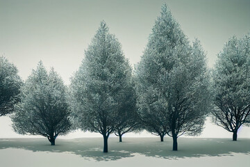trees in winter, Generative AI Art Illustration