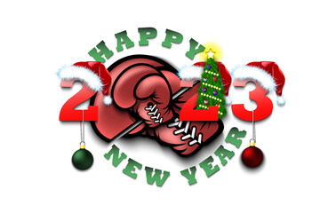 Happy New Year 2023 and boxing glove
