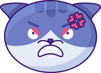 Kitty angry reaction expression face emoji vector