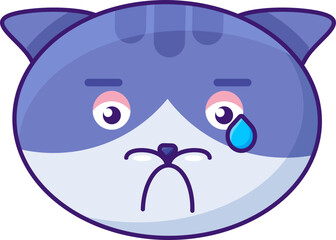 Cat crying expression cute facial emoji vector