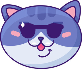 Cat emoji smiling and wearing sunglasses vector