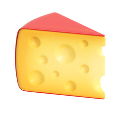 A peace of cheese isolated on white background 3d rendering