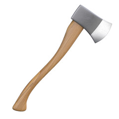 Axe with wooden handle isolated on white background 3d rendering