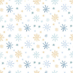 Watercolor winter snowflakes seamless pattern