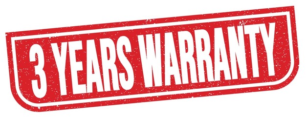 3 YEARS WARRANTY text written on red stamp sign.