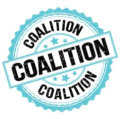 COALITION text on blue-black round stamp sign