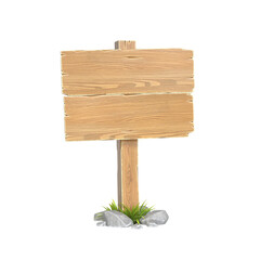 Wooden sign board isolated on white background 3d rendering