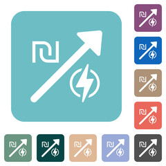 Rising electricity energy israeli new shekel prices rounded square flat icons