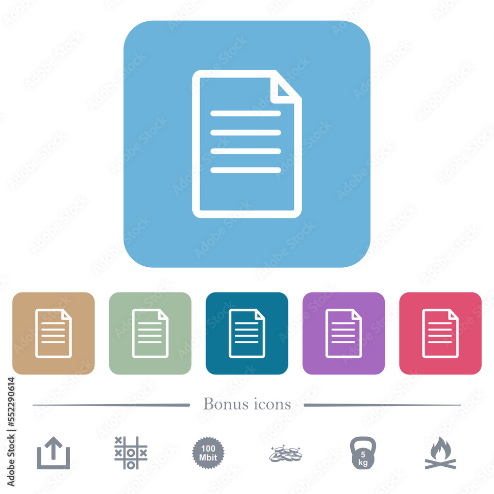 Poster single document flat icons on color rounded square backgrounds