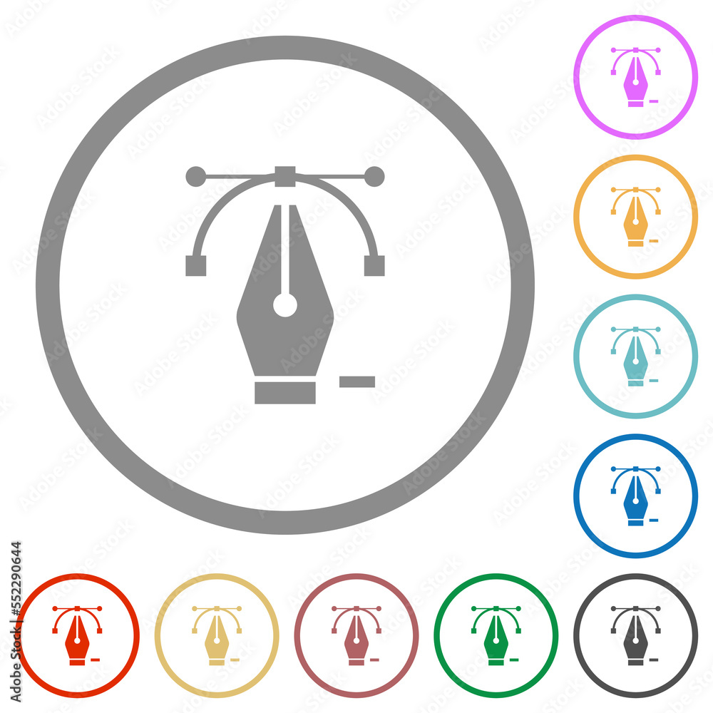 Poster deleting editing point with pen tool flat icons with outlines