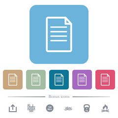 Single Document flat icons on color rounded square backgrounds
