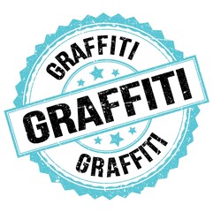 Obraz premium GRAFFITI text on blue-black round stamp sign