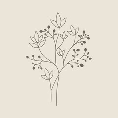 Leaves & Flowers Line Doodle