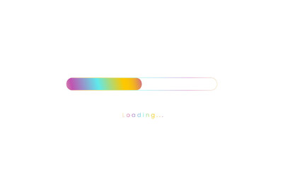 50 percent rainbow loading bar, luplouad user interface, colorful Futuristic loading symbol, a...