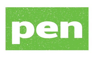 pen text written on green stamp sign.