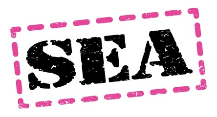 SEA text written on pink-black stamp sign.