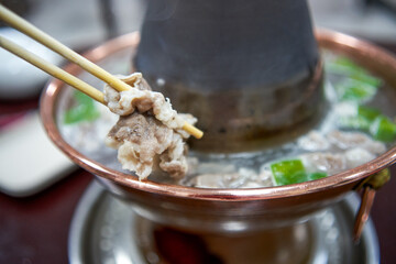 Traditional and delicious old Beijing copper pot mutton